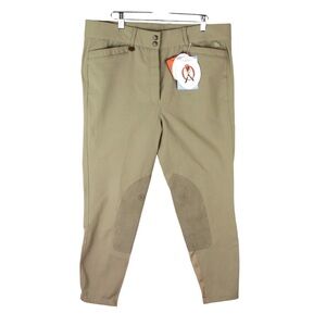 Ovation Women Tan Low Rise Horse Riding Knee Patch Pants Size 38R NWT Dri Lex